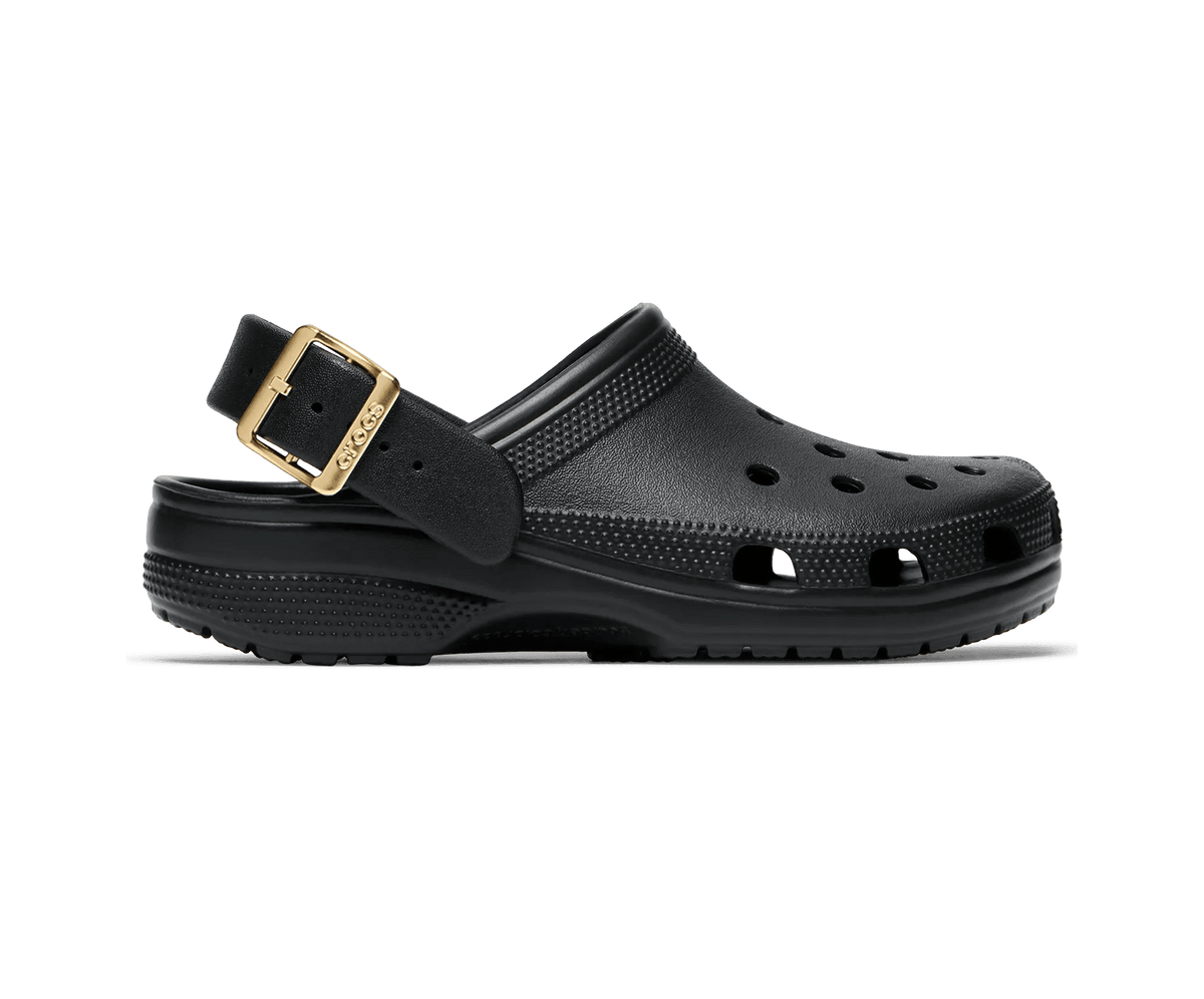 Classic Metallic Buckle Clog - Black